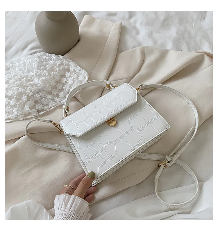 Stone Patent White Cross Bags For Women 2026 Small Handbag