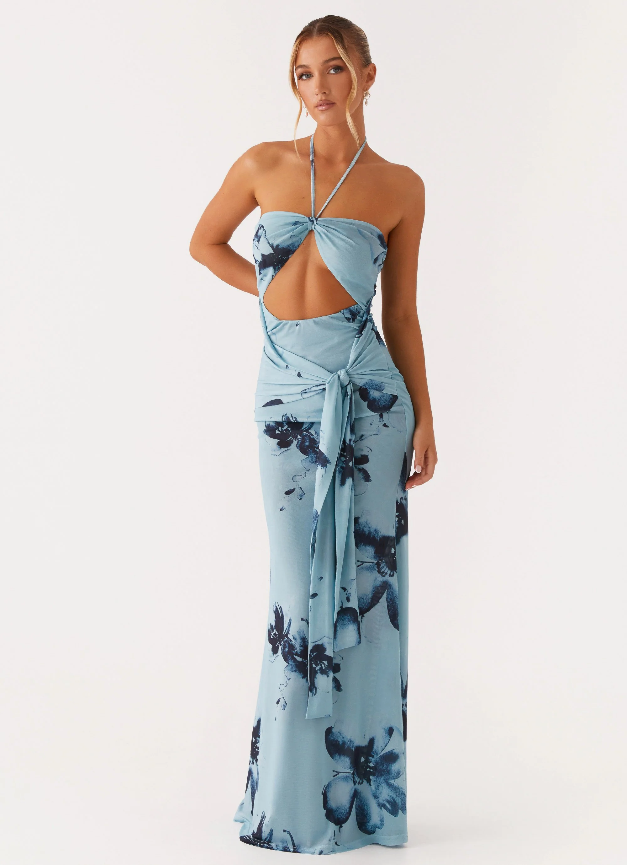 Maxi Dress - Black Blue Floral