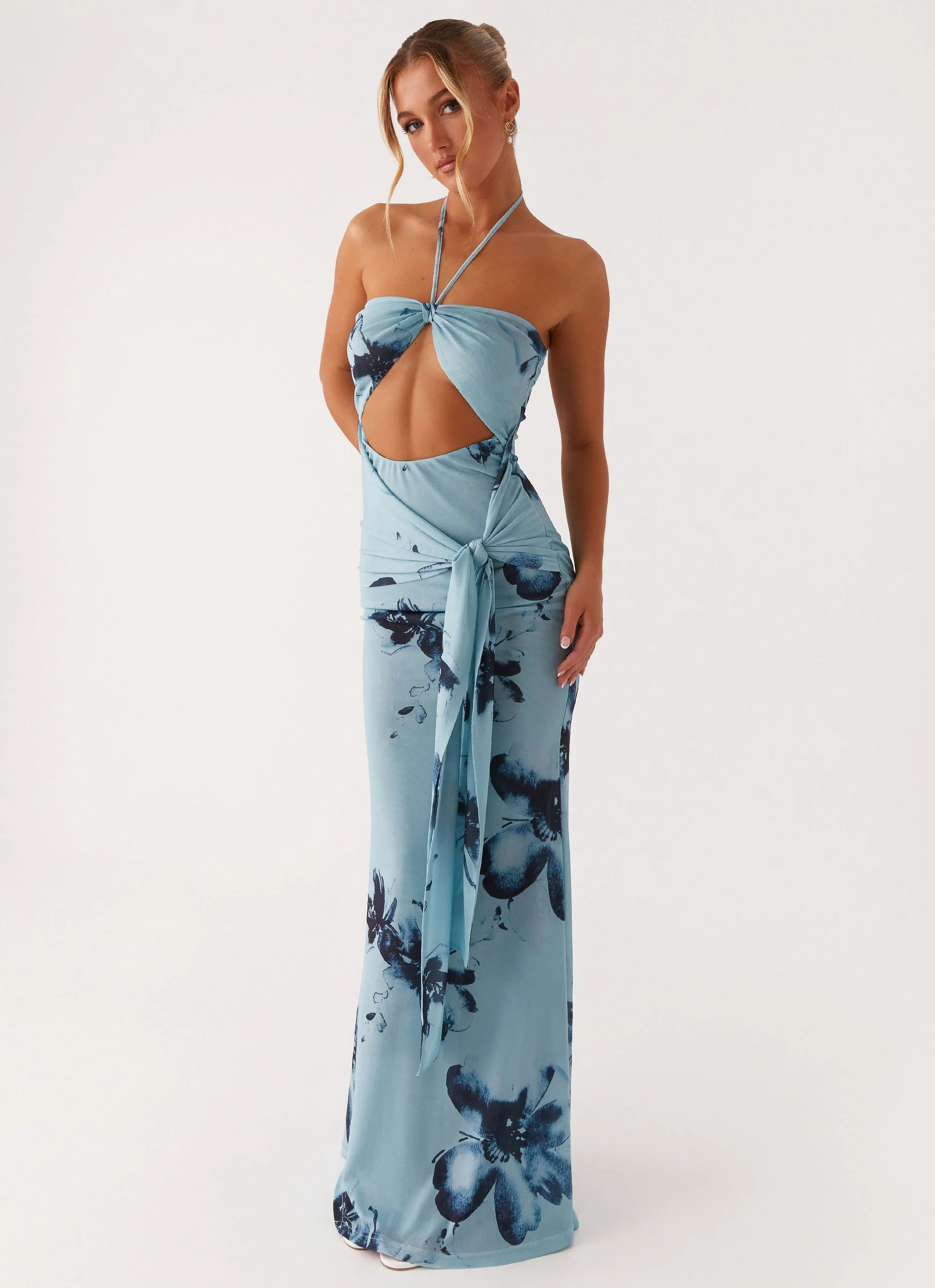 Maxi Dress - Black Blue Floral