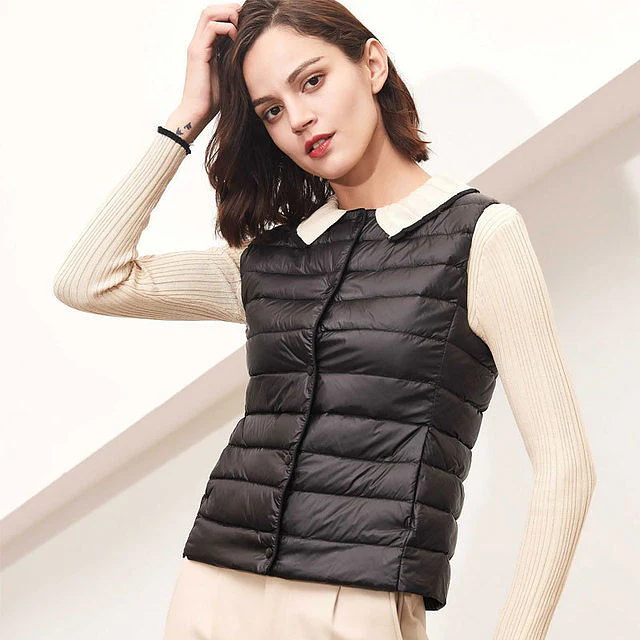 Women Down Vest Soft Fabric Ultra Light Vest Jacket