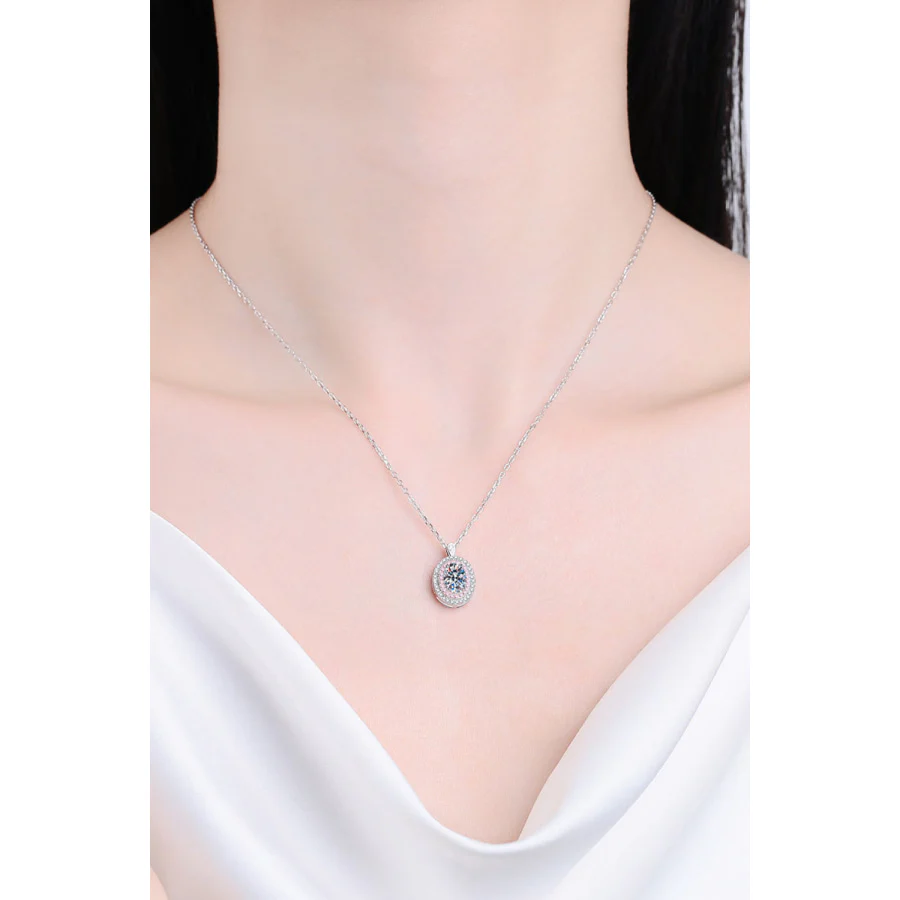 925 Sterling Silver Rhodium-Plated 1 Carat Moissanite Pendant Necklace