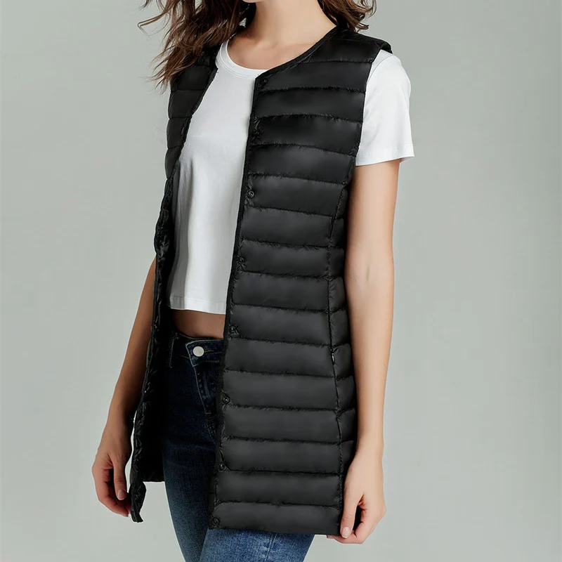 Korean Style Collarless Lightweight Down Jacket Women's Jacket