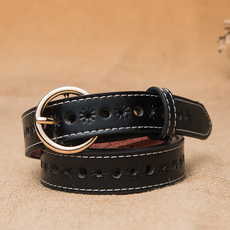 Full hole belt No need to punch belt pin buckle casual all-match trousers