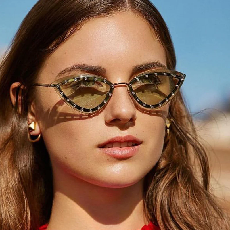 Diamond Rimless Cat Eye Sunglasses
