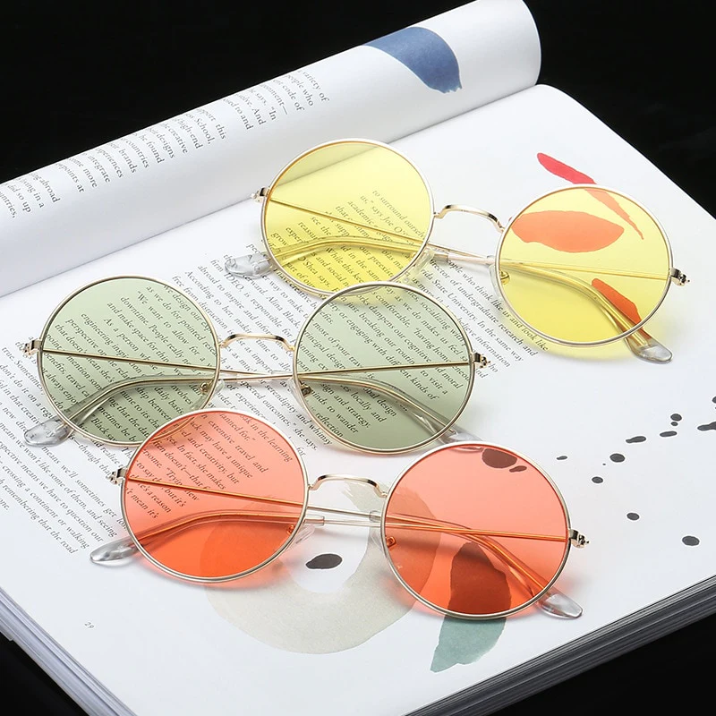 Small Frame Black Shades Round Sunglasses