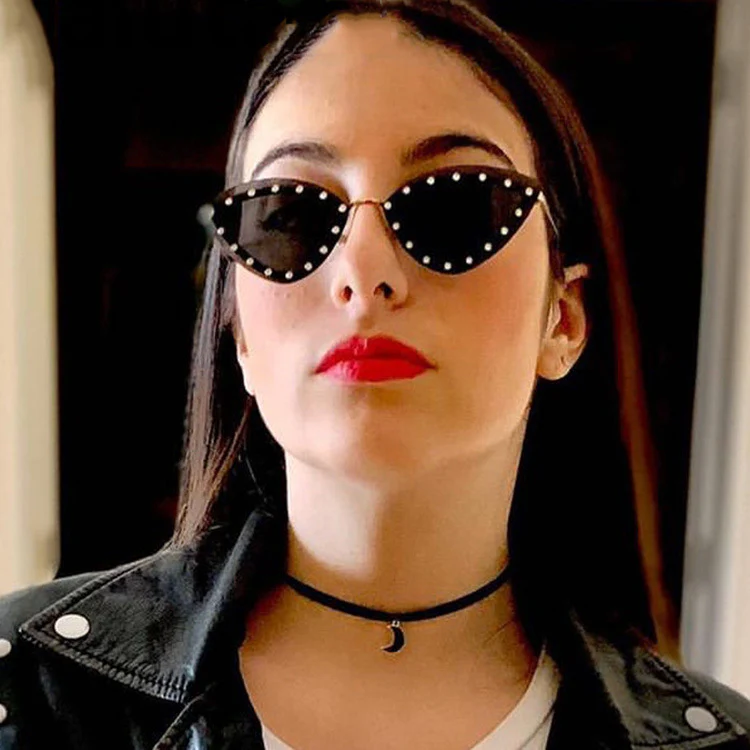 Diamond Rimless Cat Eye Sunglasses