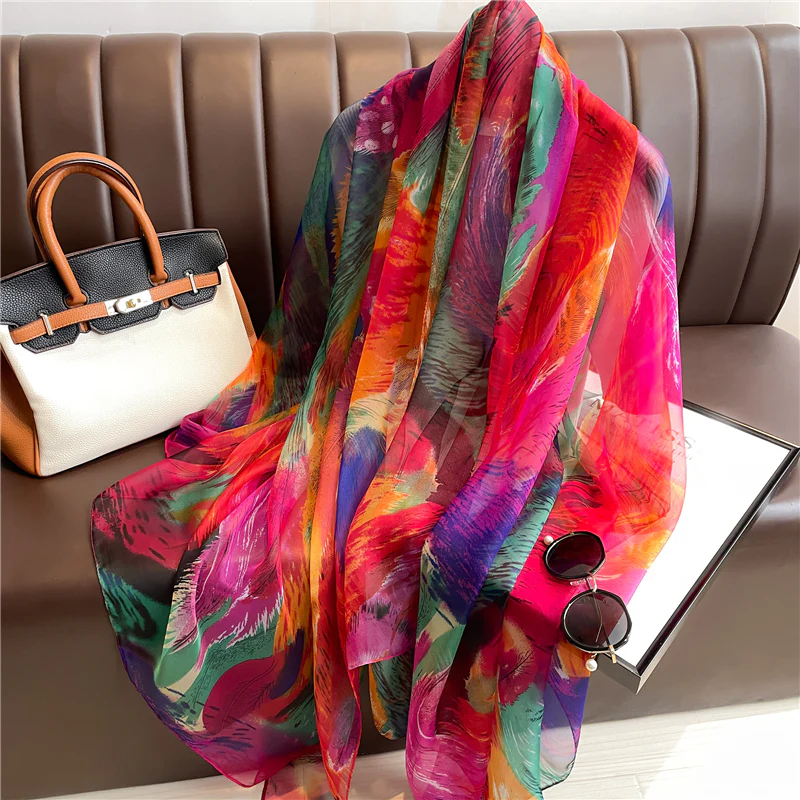 The Fabric is Soft Long Silk Satin Scarf Shawl
