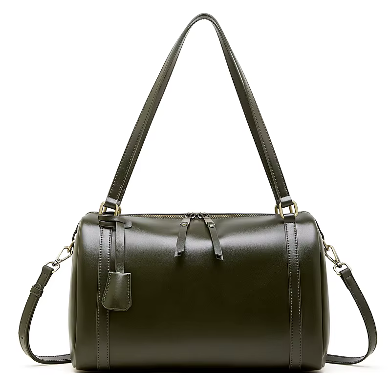 Vintage Genuine Leather Boston Crossbody Shoulder Bags For Women 2025 Luxury Designer Office Underarm Ladies Handbags