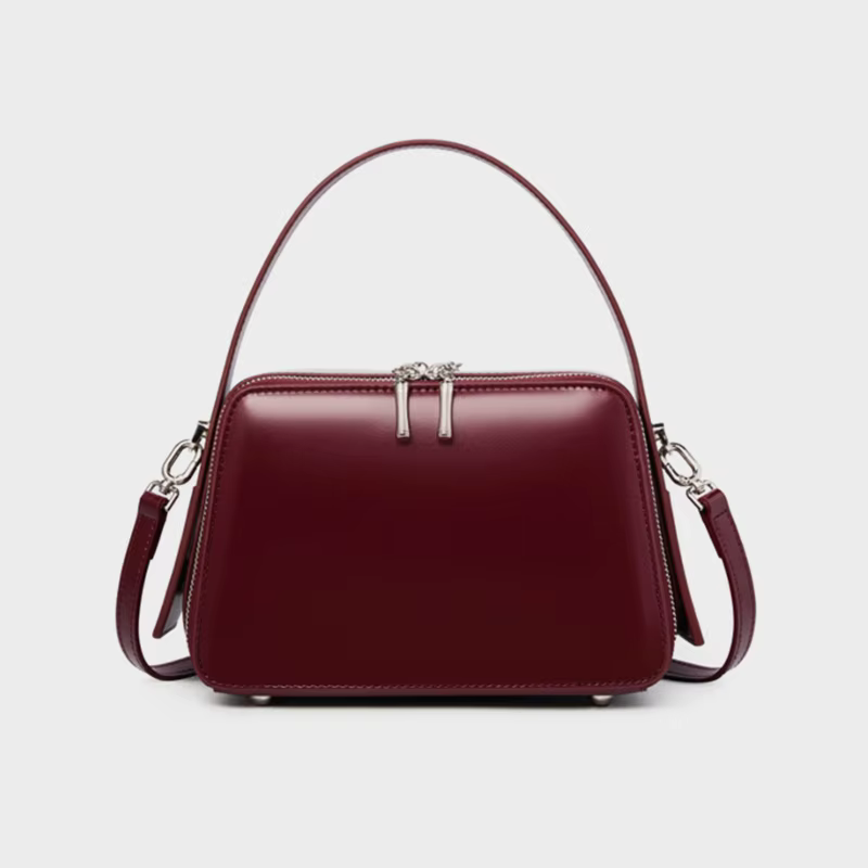 Cowhide Genuine Leather Boxy Small Tote Handbags For Women 2025 Luxury Designer Square Ladies Shoulder Crossbody Bags