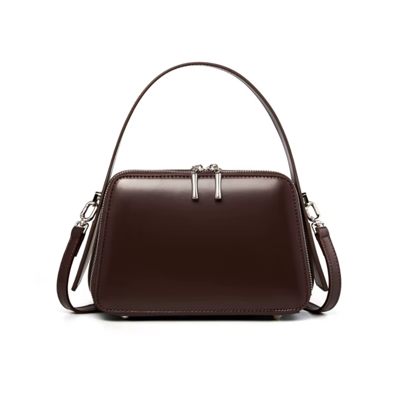 Cowhide Genuine Leather Boxy Small Tote Handbags For Women 2025 Luxury Designer Square Ladies Shoulder Crossbody Bags