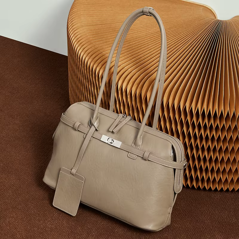 Cowhide Genuine Leather Large Underarm Shoulder Bags For Women 2025 Luxury Designer Work Stachel Tote Ladies Handbags