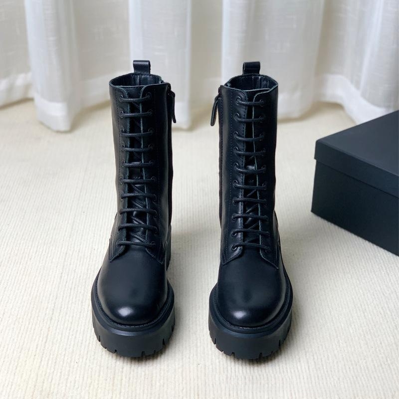 Manufacturer Leather Boots Women Casual Shoes Ladies Lace up Leather Flats Shoes