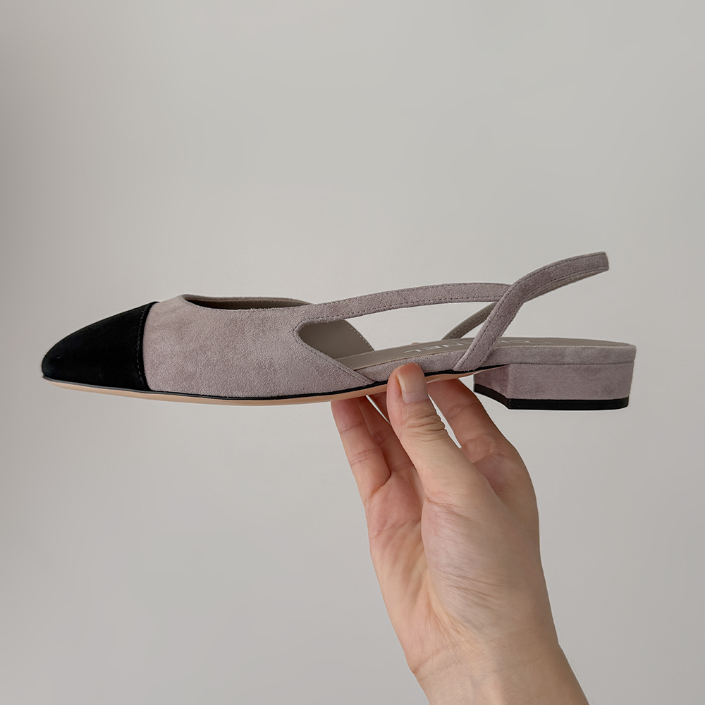 Slingback Ballet Flats for Women Square Cap Toe Low Heel Two Toned Flats Wedding Pumps for Women Comfortable Work Flats